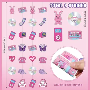 Y2K style déco de chambre coeur papillon suspendu ficelle set pour fête déco 8pcs