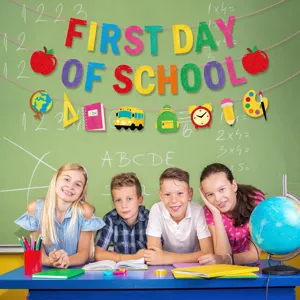 Banner primer dia de clases decoracion aula fiesta regreso a clases guirlanda brillante