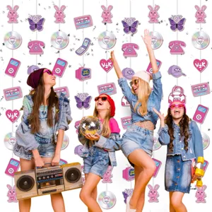 Y2K esthétique fête suspendu décorations 2000s rétro rose papillon CD mur fond accessoires