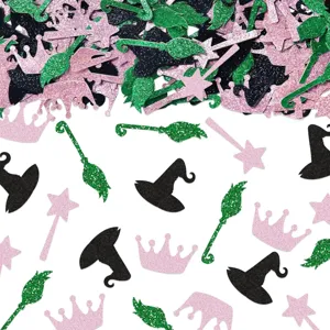 Glitzer Papier Halloween Konfetti Hexenhut Besen Krone Zauberstab Tischdekoration Festliche Party Deko Ornamente