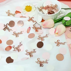 Sweet 16 coriandoli oro rosa tavola festa di compleanno matrimonio decorazione brillanti.