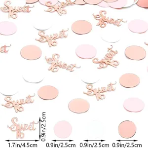 Confetti da tavolo rotondi oro rosa Sweet 16 metallici per decorazioni compleanno nozze