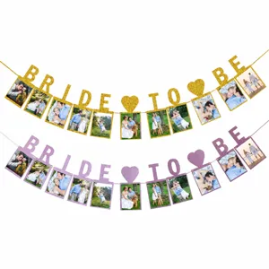 Glitter Bride To Be Photo Frame Banner Wedding Bunting Engagement Bridal Shower Party Garland Decoration Photo Hanging Banner