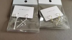 Fashion rhinestone cross earrings set, dazzling crystal dangle earrings for women girls.