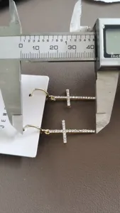 Oversized rhinestone cross earrings y2k fashion jewelry luxury shiny crystal cross drop earrings