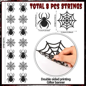 Halloween araignee noire et toile guirlande suspendue ensemble de fete 8 pieces