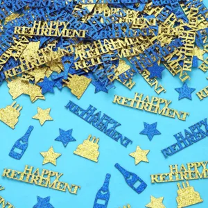 Happy retirement glitter confetti table scatter blue gold stars cake party decor 100c