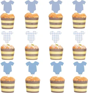 Kit de décoration de cupcakes pour baby shower, toppers body bleu pour fête d'anniversaire.