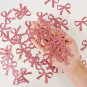 Glitter strik confetti details, sprankelende feestdecoratie voor meisjes verjaardag en knutselen.