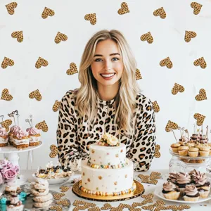 Coriandoli da tavolo cuore maculato leopardo e decorazioni per feste di compleanno.