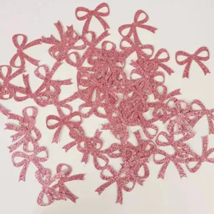 Roze glitter strik confetti decoraties voor meisjes verjaardag feest knutselen.