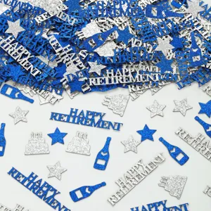 Happy retirement glitter confetti blue silver table scatter party decorations for celebration