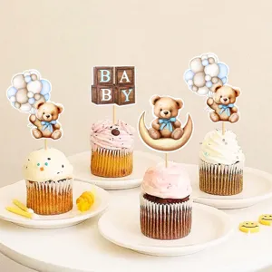 Ensemble de cake toppers ours baby shower anniversaire décoration adorable thème animal