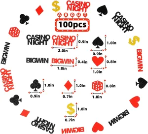 Casino Party Konfetti Glitzer Spielkarten Würfel Tischdeko 100Stk Set für Feiern.