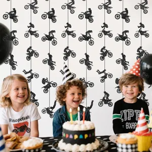 Decoraciones colgantes de fiesta de cumpleaños de moto guirlanda de techo temática