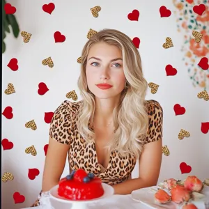 Leopardendruck rote Herz Konfetti für Geburtstag Bachelorette Party Tischdeko Streuartikel