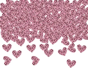 Roze luipaardprint hartjes confetti voor safari verjaardag feest en vrijgezellen feesten.