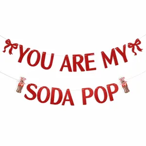 Retro Rot Glitzer Happy Birthday Banner Girlande Papier Soda Pop Thema Hängende Wimpelkette Dekoration Für Geburtstag Party Zuhause