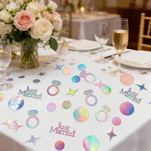 Holographisches Konfetti Tischdeko Hochzeit Diamantring Papierstreuung Party Zubehoer