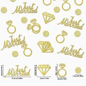 Gold glitter wedding confetti Just Married table scatter party decoration set for celebration