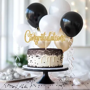 Graduation cake topper congratulations gold glitter decoration for party supplies