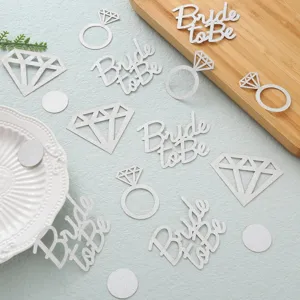 Silver glitter bride to be confetti diamond ring paper confetti for wedding bridal shower decor.