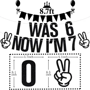Kinderen 7e verjaardag feest banner decoratie met 8.7ft lengte en glinsterende letters.