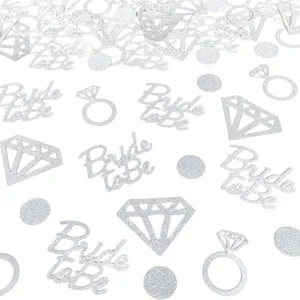 Silver glitter bride to be confetti wedding party table scatter diamond ring decor