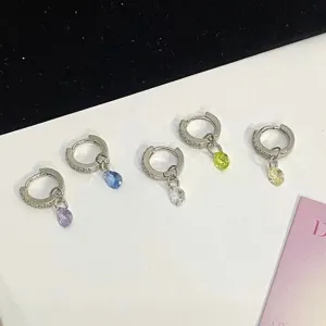 Colorful teardrop pave hoop earrings with sparkling crystals for stylish daily wear.