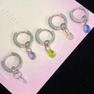 Light Luxury Alloy Rhinestone Water Drop Hoop Earrings Minimalist Chic Geometric Ear Jewelry Gift For Women