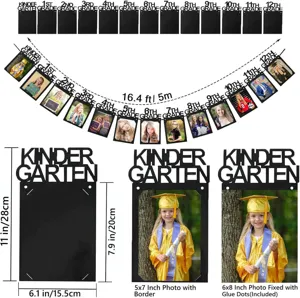 Kindergarten to 12th grade graduation photo banner detail, showing dimensions and photo display.