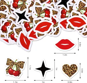 Leopardenmuster Kirsche und rote Lippen Party Konfetti Set, perfekte Tischdeko.