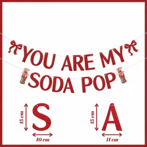 Rote Glitzer Soda Pop Party Girlande Dekoration mit Buchstabenabmessungen für Feste.