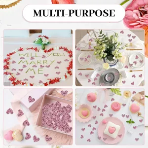 Roze luipaardprint hart confetti voor jungle dier verjaardag feest tafeldecoratie.