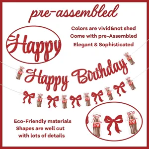Rote Glitzer Soda Thema Geburtstag Party Banner Girlande mit Flasche und Schleife