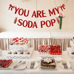 Rote Glitzer Soda Pop Party Banner, dekoratives Hängeschild für Geburtstagsfeiern.
