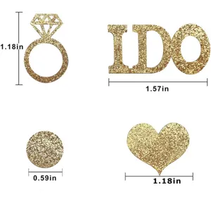 Set di coriandoli da sposa glitter oro con anello cuore cerchio e forme I DO per feste.