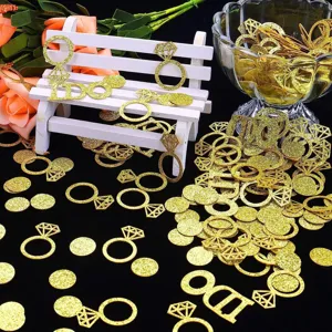 Confetto da tavola per festa di matrimonio glitter oro con anello e scritte I DO