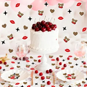 Leopard Thema Geburtstag Party Dekoration Kuchen Topper Kirschen Lippen Konfetti Set.