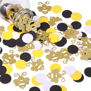 Glitter Bee Paper Confetti Table Scatter Decoration Cartoon Hexagon Circle Paper Scraps For Birthday Wedding Baby Shower Party Venue Layout