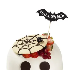 Halloween cake topper bat dessert decoration party supplies spooky ghost cake insert card