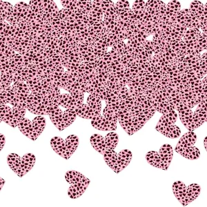 Retro Roze Luipaardprint Hart Confetti Safari Dieren Thema Verjaardag Feest Decoratie Bachelorette Tafel Strooi