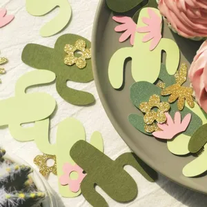 Cactus papier confetti vetplant babyshower tafeldecoratie groen feest benodigdheden