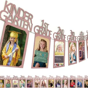 Kindergarten to 12th grade photo banner school graduation party decoration garland frame.