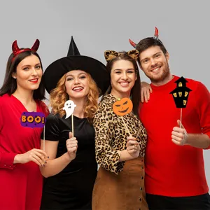 Halloween photo booth props party decorations spooky ghost pumpkin castle signs funny headband set