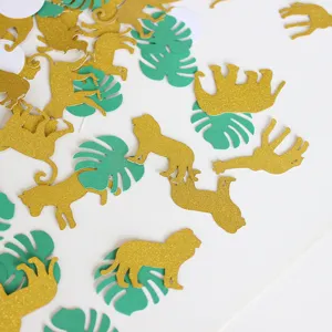 Jungle dieren papier confetti goud glitzer safari tafeldecoratie voor kinderverjaardag