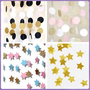 Stella Cerchio Ghirlanda di Carta Banner Appeso Per Natale Compleanno Matrimonio Festa Casa Decorazioni Brillantini Carta Streamer