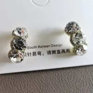 Kristall Strass Ohrstecker Koreanisches Design Eleganter Damen Schmuck Alltags