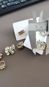 Retro rauchquarz strass ohrclips detail größenmessung ansicht für stilvolle damen.