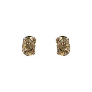 Rauchquarz Vintage Strass Ohrringe Koreanischer Stil warme Töne eleganter Damenschmuck